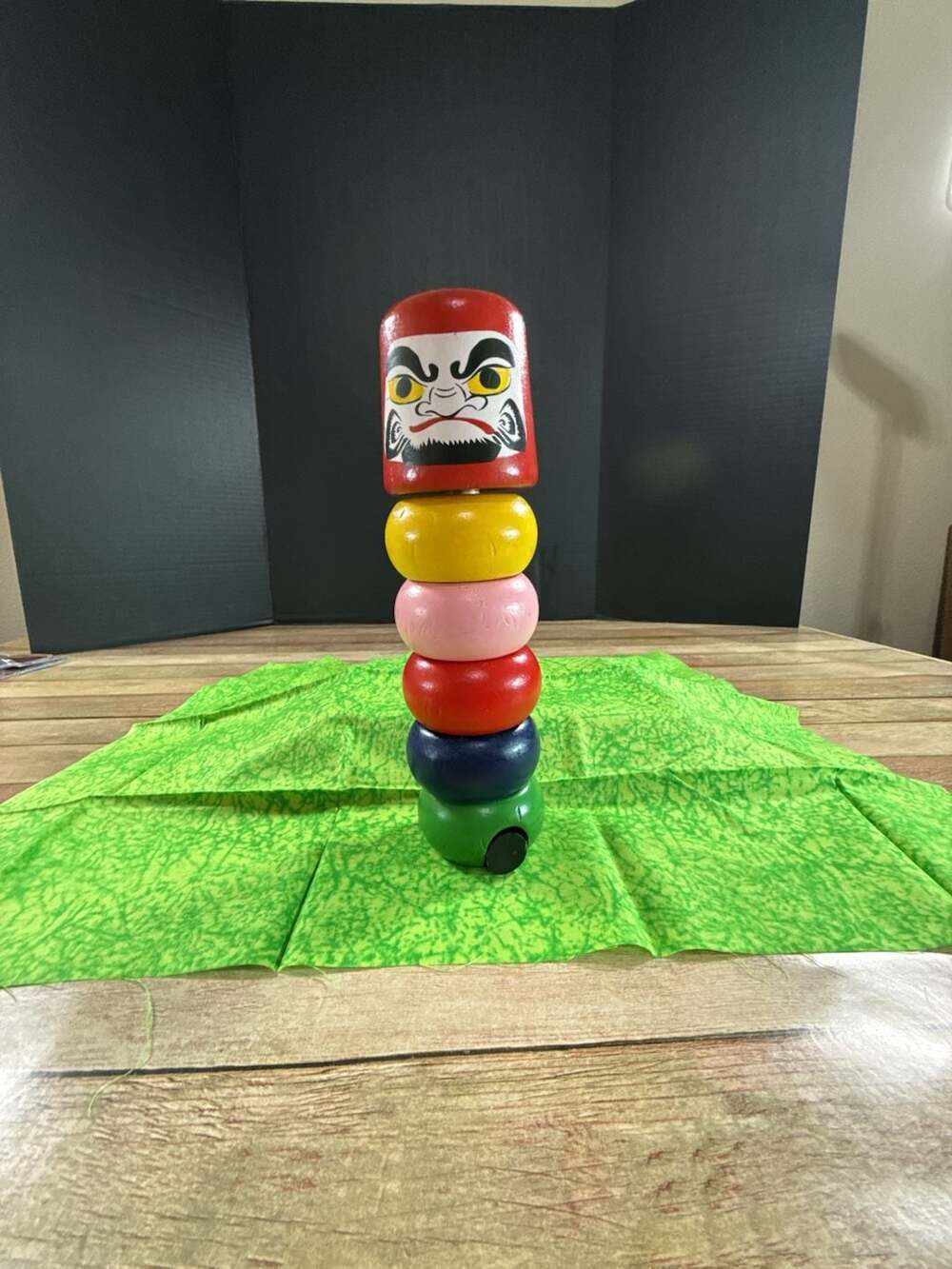 Traditional Japanese Daruma Otoshi Wooden Stacking Block Tower Game Toy with Ham